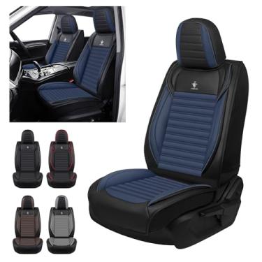 Imagem de HYTLP Capa de assento de carro para Chevy Colorado 2015-2024, cobertura de 2 assentos, protetor de assento de carro de couro napa moderno, capas de assento à prova d'água, acessórios interiores