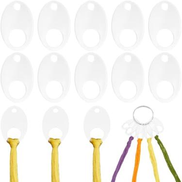 Imagem de GORGECRAFT 30 peças bobinas ovais bordadas fio dental 5 x 3 cm acrílico transparente fino organizador de fio dental chips placas de enrolamento de fios organização de cartão com anel de fio dental