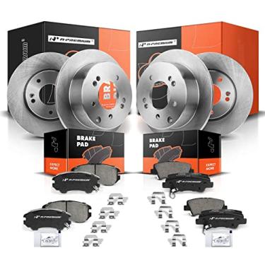 Imagem de A-Premium Kit De Rotores Freio A Disco Dianteiros Ventilados E Traseiros Sólidos + Pastilhas Cerâmica Compatíveis Com Modelos Kia Selecionados - Soul 2012-2013, Conjunto 12 Peças