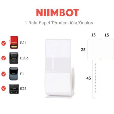 Imagem de 1- ROLO DE ETIQUETA JOIA E ÓCULOS NIIMBOT 25 * 30+45 COR: BRANCO - 100 ETIQUETAS PARA IMPRESSORAS B1/B21/B3S/B203