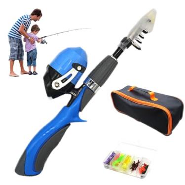 Imagem de Vara de pesca infantil, conjunto de 4 peças/conjunto de pesca infantil vara telescópica portátil de 6 seções para iniciantes com carretel giratório, bolsa portátil, caixa de equipamentos para meninos