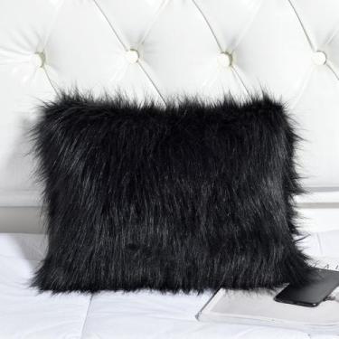 Imagem de Capas P/ Travesseiros Em Pelucia Pelo Alto - 50x70cm - S DECOR, PRETO