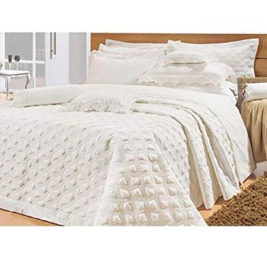 Imagem de Cobre leito Colcha Queen Amande - 3 peças - Percal 200 Fios Algodão - Bordado - Palha - Bernadete Casa