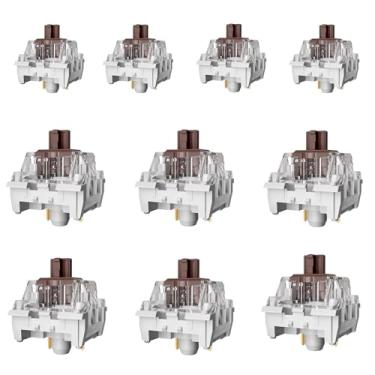 Imagem de Fejwlvs Interruptores de teclado marrom pré-lubrificados 3 pinos 50gf RGB interruptor linear para teclado mecânico de jogos (marrom, 36 peças)