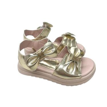 Imagem de Sandália Infantil Feminina com 2 Laços – Conforto, Estilo e Segurança para Meninas (Dourado, BR, Criança de 4 a 8 anos, Numérico, M, 21)