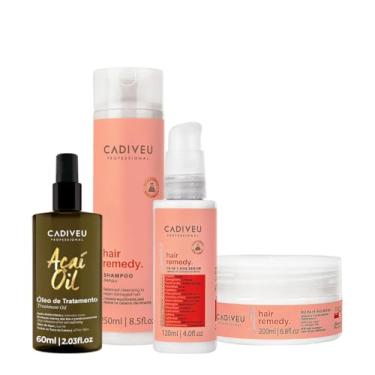 Imagem de Kit Cadiveu Essentials Hair Remedy Shampoo Máscara Leave-in Sérum e Açaí Oil 60 (4 produtos)