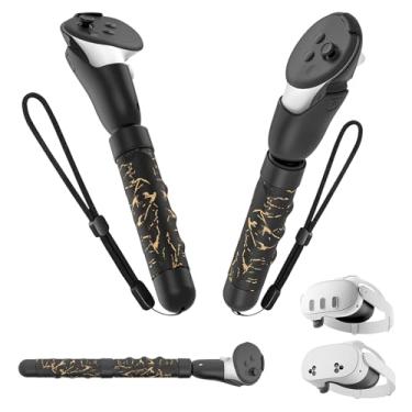 Imagem de Upgraded Controller Extensions Gorilla Tag Long Arms for Meta Quest 3S/Quest 3 Beat Saber Handles Golf Club Attachment VR Sticks Controller Grips for Quest 3S/3 VR Gaming Accessories, Black Gold