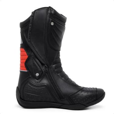 Imagem de Bota Motociclista Masculina Couro Acero Speed Cano Alto, Vermelho