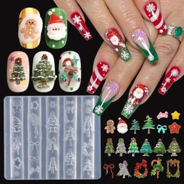 Imagem de Molde de unha de silicone 3D, ferramentas de unhas de silicone, lindo Papai Noel, floco de neve, sino, árvore de Natal, modelo de escultura, molde de ferramentas de artesanato de resina para decoração