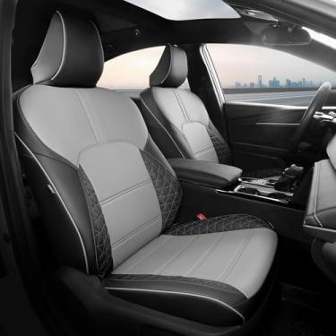 Imagem de FREESOO Capas de assento 1:1 Costom Fit para Toyota Camry Hybrid LE - Hybrid SE 2026 2025, capa de couro impermeável para assentos de carro conjunto completo para Camry (cinza preto)