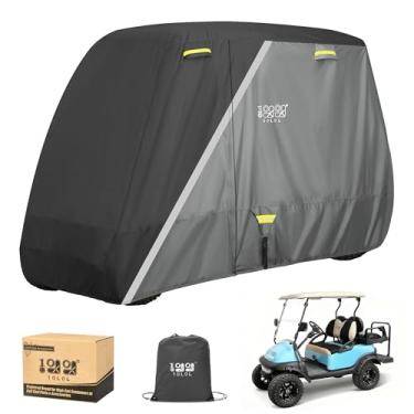 Imagem de 10L0L Capa para carrinho de golfe 2/4/4+2 passageiros para Yamaha EZGO Club Car, capa resistente à prova d'água 420D à prova de vento durável de poliéster para carrinho de golfe com 3 portas de zíper