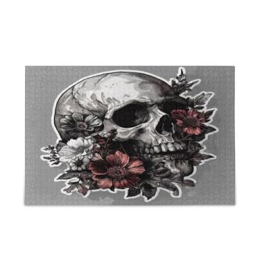 Imagem de WELLDAY Quebra-cabeça linda flor caveira 500 peças grande jogo de arte para adultos adolescentes