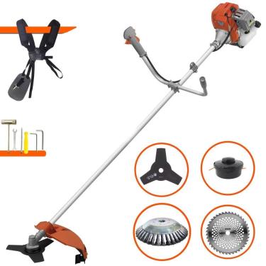 Imagem de Roçadeira Lateral Tekna RL520ACG2 À Gasolina 52cc 2HP Multifuncional Com Carretel e Faca 3 Pontas + EXTRA Faca 40 Dentes e Escova de Aço Circular