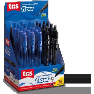 Imagem de Caneta Esferográfica TRIS FLOW Retrátil Azul e Preta Display com 20 Un