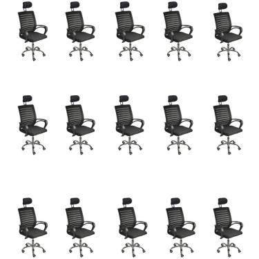Imagem de Kit 15 Cadeiras de Escritório Secretária Roma com Apoio