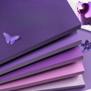 Imagem de KYMY Papel cartolina colorido roxo, 30 folhas A4 de cartolina pesada 41,7 kg/250 gsm, 5 tonalidades roxas sortidas para artesanato, confecção de cartões, convite, scrapbook, projeto de impressão faça