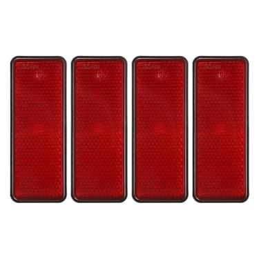 Imagem de PATIKIL Refletores traseiros retangulares, 4 peças refletor de aviso refletor de segurança plástico universal para motocicleta com suporte de parafuso M5 para carro, motocicleta, reboque, bicicleta