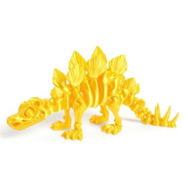 Imagem de Estatuetas colecionáveis de estegossauro dourado gradiente impresso em 3D decoração verde com olhos grandes ornamento de aquário