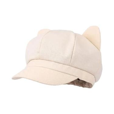 Imagem de Boina Octogonal Feminina Preta Com Orelhas De Gato, Estilo Coreano, Co
