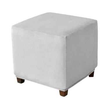 Imagem de Capa De Veludo De Cor Sólida Para Puff Quadrado, Capa Elástica Proteto