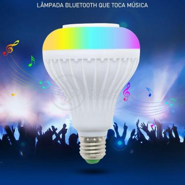 Imagem de Lâmpada Led 12W E27 Rgb Colorida Com Caixa De Som Bluetooth