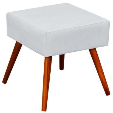 Imagem de Puff Banqueta Decorativa Com Pés Palito Lívia Corino Branco