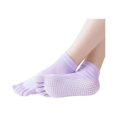 Imagem de Meias De Algodão Antiderrapantes Para Yoga E Pilates Femininas, Cinco 