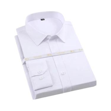 Imagem de Camisa Masculina Slim Fit De Cor Sólida Para Negócios E Casual, Manga 