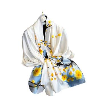 Imagem de Lenço De Seda Luxuoso Feminino 180x90CM Estampa Fashion Xale Longo Pro