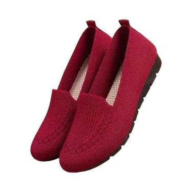 Imagem de Sapatos Femininos Confortáveis De Malha Com Bico Plano Para Escritório