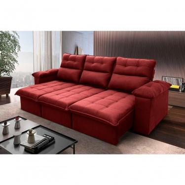 Imagem de Sofá Retrátil Reclinável Verona 2,30m Suede Velut Vermelho Molas No Assento - King House