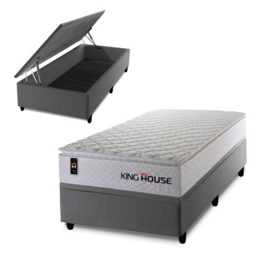 Imagem de Cama Box Baú New Moon 96x203 C/ Molas Ensacadas King House