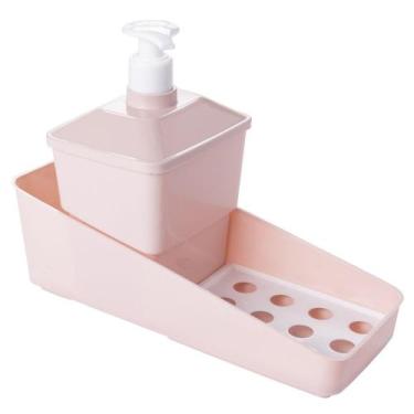 Imagem de Porta detergente com suporte para bucha rosa Plasutil ref.9911