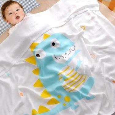 Imagem de Manta Cobertor Fofinha Infantil Fibra De Bambu Color Baby Dinossauro