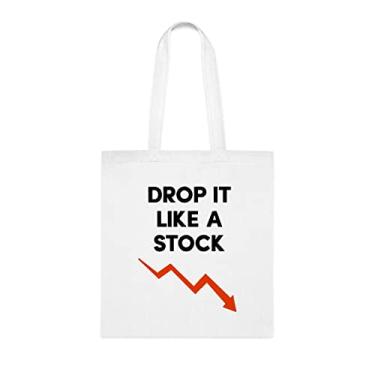 Imagem de Drop It Like A Stock Tote Bag, Stock Gift, Bolsa de Ombro Estoque, Sacolas Reutilizáveis, Cesta de Aniversário de Natal Ideia de Presente, Branco