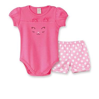 Imagem de Conjunto Body manga curta balonê com short Pingo Lelê Gatinha Pink Poa