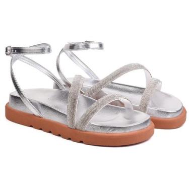 Imagem de Sandália papete feminina brilho lia - LilaBlu, Cinza claro, 39