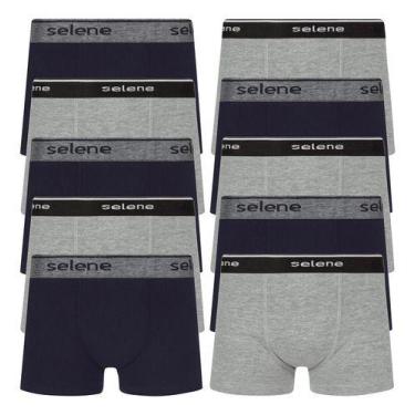 Imagem de Kit 10 Cueca Boxer Box Selene Infantil Kids Algodão Original, Preta e 