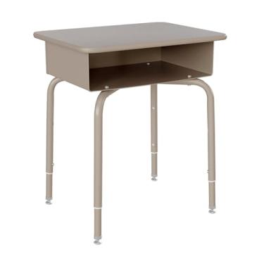 Imagem de Flash Furniture Billie Student Desk - Granito cinza aberto frontal escolar - Moldura de metal prata - 61 cm L x 45 cm P altura ajustável, durável para escola ou aprendizagem remota
