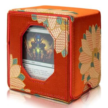 Imagem de Sanseking Caixa de baralho Magic Commander para cartões colecionáveis MTG serve para mais de 100 caixas de baralho de cetim macio de manga dupla com janela de exibição Commander Presente mágico para