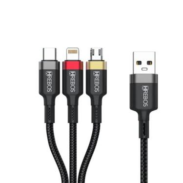 Imagem de Cabo 3 em 1 Turbo para Samsung A04s A14 A24 A34 A54 - Hrebos