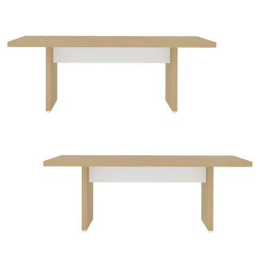 Imagem de Kit 2 Mesas De Escritório Reunião 200cm Corp A06 Carvalho/branco - Mpozenato