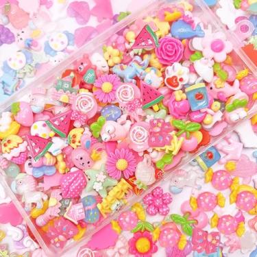 Imagem de JINDUODUO 100 peças de pingentes de geleca de resina flatback, pingentes fofos kawaii para artesanato DIY, scrapbook (multicolorido)