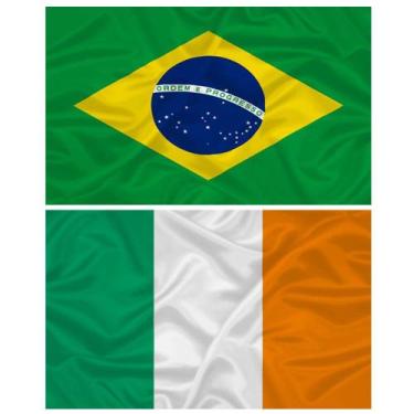 Imagem de Bandeira da Irlanda + do Brasil 145cm x 90cm - Minha Bandeira