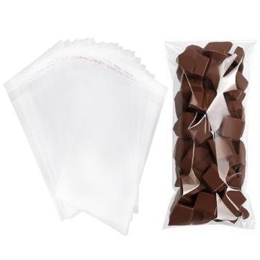 Imagem de LonlyEagle 200 unidades de sacos de celofane autovedantes de 7,6 x 17,8 cm, sacos de celofane transparentes, serve para fotos de cartões de 7,6 x 17,78 cm, envelopes doces, autoadesivos para embalagem