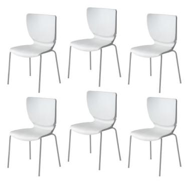 Imagem de Kit 6 Cadeiras Empilháveis Base Aço Tubular Mono - Prima Design
