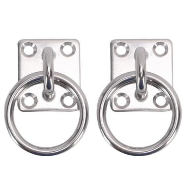 Imagem de Acouto Placa de Olho Quadrado de Aço Inoxidável 304 de Grau Marinho Com Anel 30x35mm 5mm Diâmetro do Fio Forte Capacidade de Carga Com 2 Placas 8 Parafusos 8 Parafusos para Barcos,