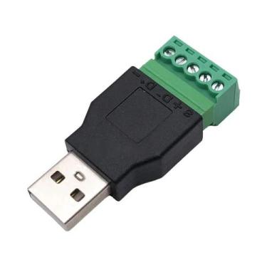 Imagem de Conector USB 2.0 Tipo a Macho Fêmea Para Conector De Parafuso De 5 Pin