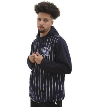 Imagem de Jaqueta Moletom Ziper Masculina M10 Fire NY Listrada, Marinho,  M