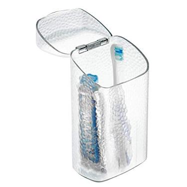 Imagem de iDesign Suporte de escova de dentes Rain com tampa para pasta de dente, escova de dentes elétrica, irrigador bucal de água e mais, 8,4 cm x 12 cm x 20,6 cm, transparente